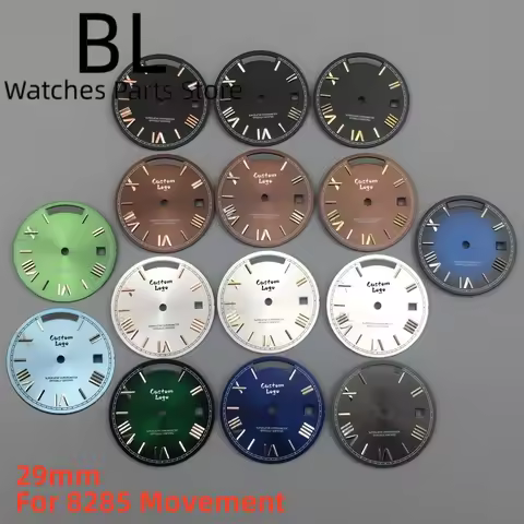 BLIGER 29mm Miyota 8285 Watch Dials Sunburst Ice Blue Week Date Display Dual Calendar Window Roman N