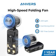 Anvers Turbo Handheld Fan Foldable 100 Level High-Speed Adjustable Cooling Portable Fan with Light
