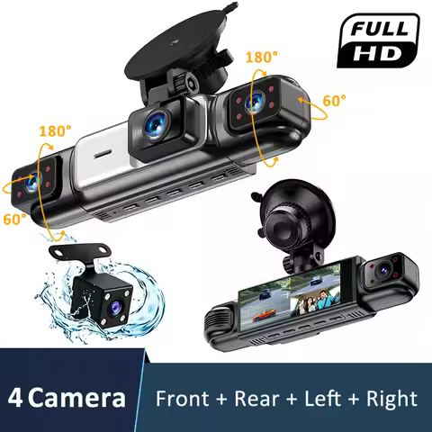 Panoramic 3/4 Lens Channel 1080P HD Ultimate Safety Dash Cam Set, 1080P Front and 720P Full Coverage