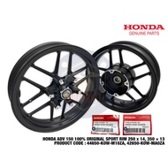 HONDA ADV 150 100% ORIGINAL FRONT REAR SPORT RIM DEPAN BELAKANG 250 x 14 350 x 13 44650-K0W-M10ZA 42