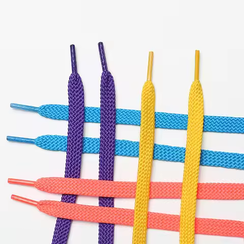 1 Pair Double Layer Precision Weaving Shoe Lace Flat Shoelaces Sports Shoes White Shoelace Used for 