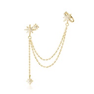 SLUYNZ 925 Sterling Silver Fashion Star Cuff Earring Chain for Women Star Crawler Earring Wrap Earri