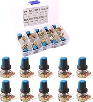 FULARR 10Pcs Premium Linear Rotary Taper Potentiometer, Adjustable 3 Terminal Rotary Potentiometer w