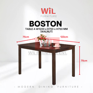 【READY STOCK】WIL FURNITURE ENT: Boston Dining Table A Walnut Color Meja Makan Murah Meja Makan Dinin