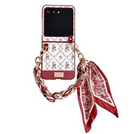 全城熱賣 - 適用於Motorola Razr 50 Ultra 幸運花圖案手機殼帶手繩（紅色）
