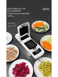 1入組蔬菜切絲器洋蔥切片機，黑白配色15件蔬菜切片器食品切割機，適用於番茄、水果、檸檬汁提取器，電子食譜，切片容器