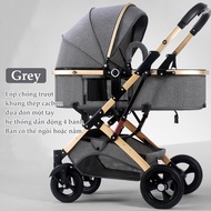 Beige xe đẩy em bé đi dạo xe đẩy gấp gọn cho bé GẤP GỌN 1- CHẠM Khung Thép Carbon Siêu Nhẹ Bánh Cao