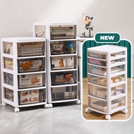 [SG Seller]Plastic Drawer Storage Cabinet/Visible Storage Cabinet/Multi-layer Household Cabinet with Wheels