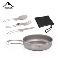 Widesea Titanium Nonstick Frying Pan Pot Bowl Camping Ultra-light Plate Tableware Travel Foldable St