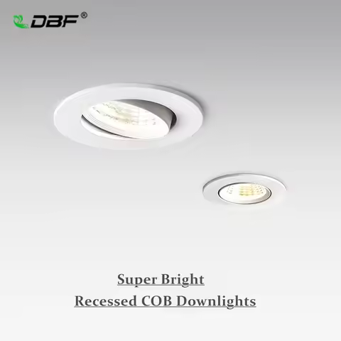 [DBF]Dimmable COB Recessed Downlight 5W 7W 10W 12W White/Black Body Ceiling Spot Light with 90-265V 
