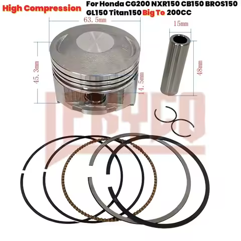 Motorcycle Racing Modified 63.5mm High Compression Piston Kit for Honda CG200 NXR150 CB150 BROS150 G