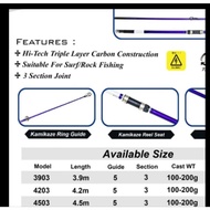 Kamikaze Proton surf casting fishing rod 390 420 450 cm connected beach rod III