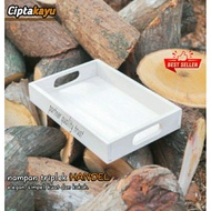 30x20x5 Cm wooden tray white / handle / aesthetic tray