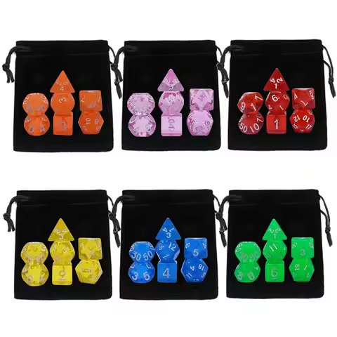 7Pcs DND Dice Set with Drawstring Bag Great for Dungeons and Dragons Role Playing Table Game Accesso