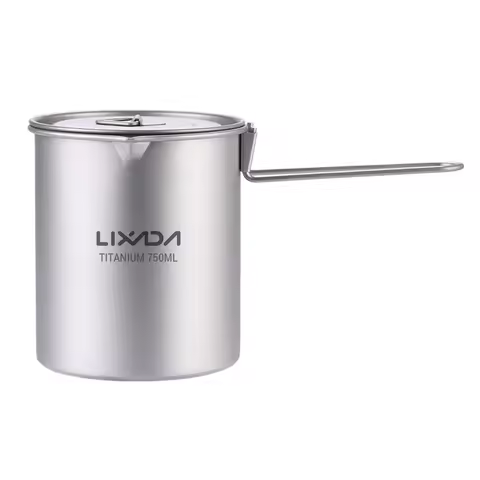 750ml Ti Water Cup with Lid and Handle Outdoor Camping Tea Cup Ultralight Coffee Mug for Camping Hik
