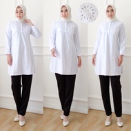 Sakhapremium.id Baju putih tunik wanita muslim muslimah pakaian kerja wanita atasan tunik wanita kantoran terlaris