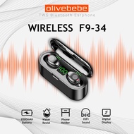 F9-34 Wireless Bluetooth 5.0 Earphone TWS Earbuds with Mic 2000Mah Powerbank Portable