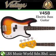 Vintage V4SB Reissued Series 4 String Bolt-On Alder Wood Body Electric Bass Guitar Sunburst (V4 SB)