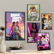 G-Gta 6 G-Grand Theft Auto 6 Poster Art Print Home Bedroom Decor,No Frame Canvas Painting  GBHM