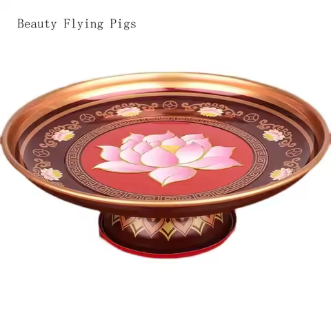 Chinese style alloy high foot offering table for household offerings Buddha table, fruit plate, Guan