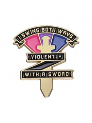 Pin de esmalte para mochila con diseño de "Swing Both Ways" (girar en ambas direcciones) con espada, decoración de joyería para callejear