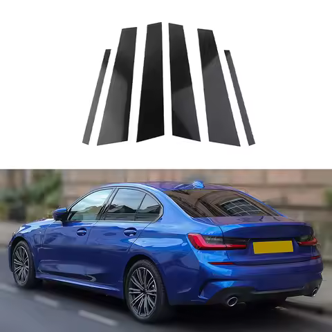6Pcs Car Pillar Posts Door Window Trim Cover Stickers Kit for BMW 3 Series G20 G21 2019 2020 2021 20
