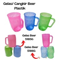 (3 Pcs) Plastic Beer Glasses Plastic Handle Cups Plastic Drinking Glasses Tantos Ice Glasses Beer Gl