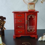 日本雜貨古道具-昭和原木四層抽屜單開門收納木櫃音樂珠寶盒