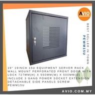 Wall Mount 15U Perforated Server Rack with 3 Gang Extension Key Lock and Screw Set PEWM15U