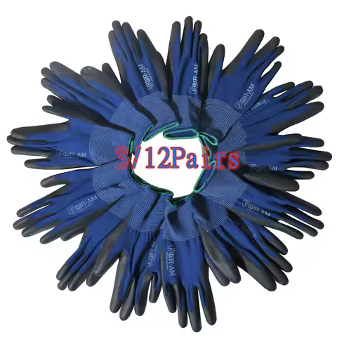 3/12PAIRS PU Coated Work Gloves garden - Lightweight Machine Polyester Blend for Workshops & Errands