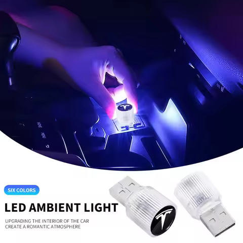 Mini USB LED Car Light Auto Interior Atmosphere Light For Tesla Model 3 S X Y 2022 Style Roadster Co