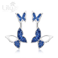 2 blue butterfly earrings-BT310