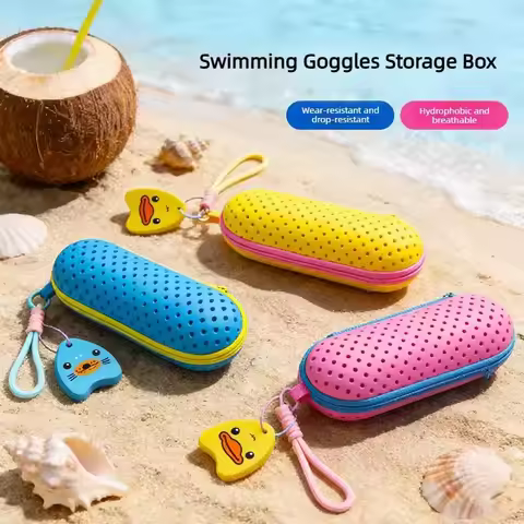 Perforated EVA Breathable Swim Goggle Storage Case with Handle Portable Glasses Sunglasses Case Swim