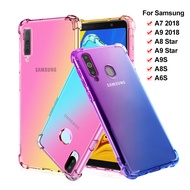 Soft TPU Cover สำหรับ Samsung Galaxy A8 Star A9 A7 2018 A8S A6S G6200 A9S ซิลิโคนใสกันกระแทก Gradient Phone Shell