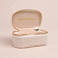 法國 Waekura 攜帶式絨面飾品收納盒 小 奶油白