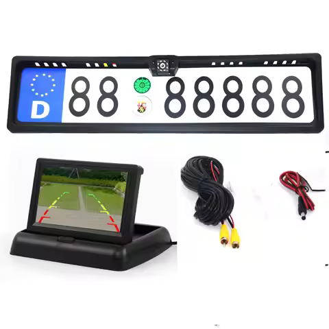 4.3TFT Car Monitor + Rear View Camera Waterproof EU European License Plate Frame Parktronic Reverse