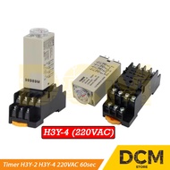 Timer H3Y H3Y-2 H3Y-4 H3Y2 H3Y4 220VAC 60s 1min Delay Timer Relay DPDT +Socket Base