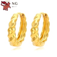 24K Saudi gold pawnable plain ring fried dough twist earring earring female
