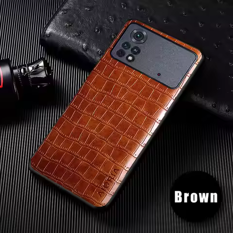 Luxury Crocodile Leather Case For Xiaomi Poco M4 Pro 4G Premium Slim Fit PU Back Cover for poco m4 p