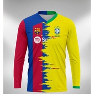 [Free Custom Name] Barca X Brazil Long Sleeve Jersey
