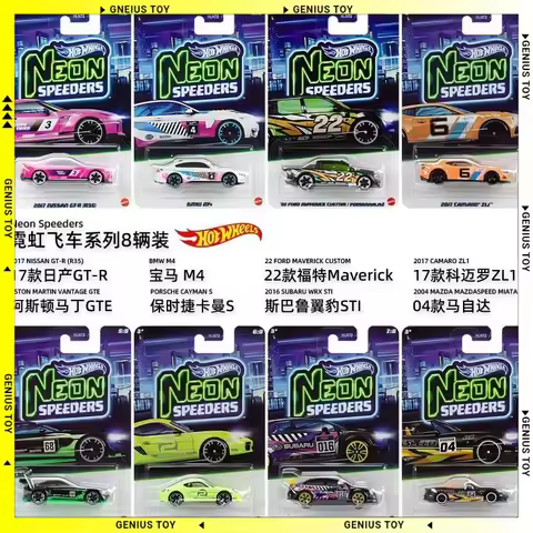 Hot Wheels 2026 Neon Speeders Nissan GTR Porsche Subaru BMW Ford Camaro Aston Martin Mazda 1:64 Diec