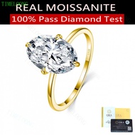 Real Moissanite Ring with GRA Certificate 4.5CT Oval Cut Diamonds Ring S925 Sterling Silver Can Pass