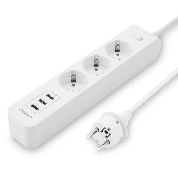 Ổ Cắm Điện Thông Minh 3 Ổ Cắm AC - Pisen 303-EP - Màu Trắng