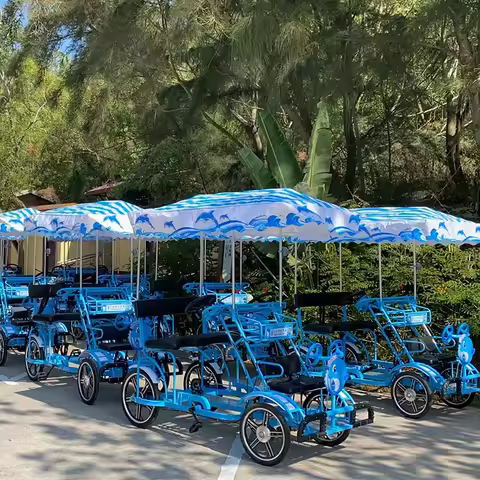 Family Fun Touring Pedal 4 Wheel Bicycles Sightseeing Tandem Bike Person Surrey Bike