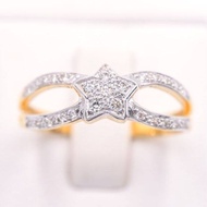 Happy Jewelry แหวนดาว ก้านคู่ บ่าข้าง ทองแท้ 9k 37.5% เพชรเกสร ME713