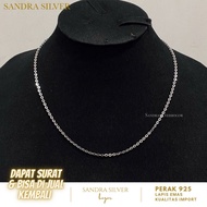 925 Silver Glass Nori Necklace with White Gold Plating - 925 Silver Plain Nori Necklace