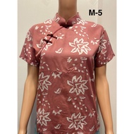 (READY STOCK) SW0088CSHB2马来西亚纯手工蜡染峇迪Traditional Hand block Printed Batik Lady Cheongsam Blouse Made 