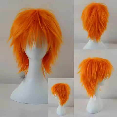 Bleach Ichigo Kurosaki Cosplay Synthetic Fiber High-Temperature Resistant Wig Orange Short Hair Cost