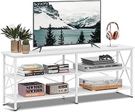 WLIVE TV Stand for 65 70 inch TV, Entertainment Center with Storage, Industrial TV Console for Living Room, Long 63" TV Cabinet with Metal Frame, White/Black/Rustic Brown/Greige
