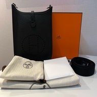 Hermes Mini Evelyne black and in silver hardware